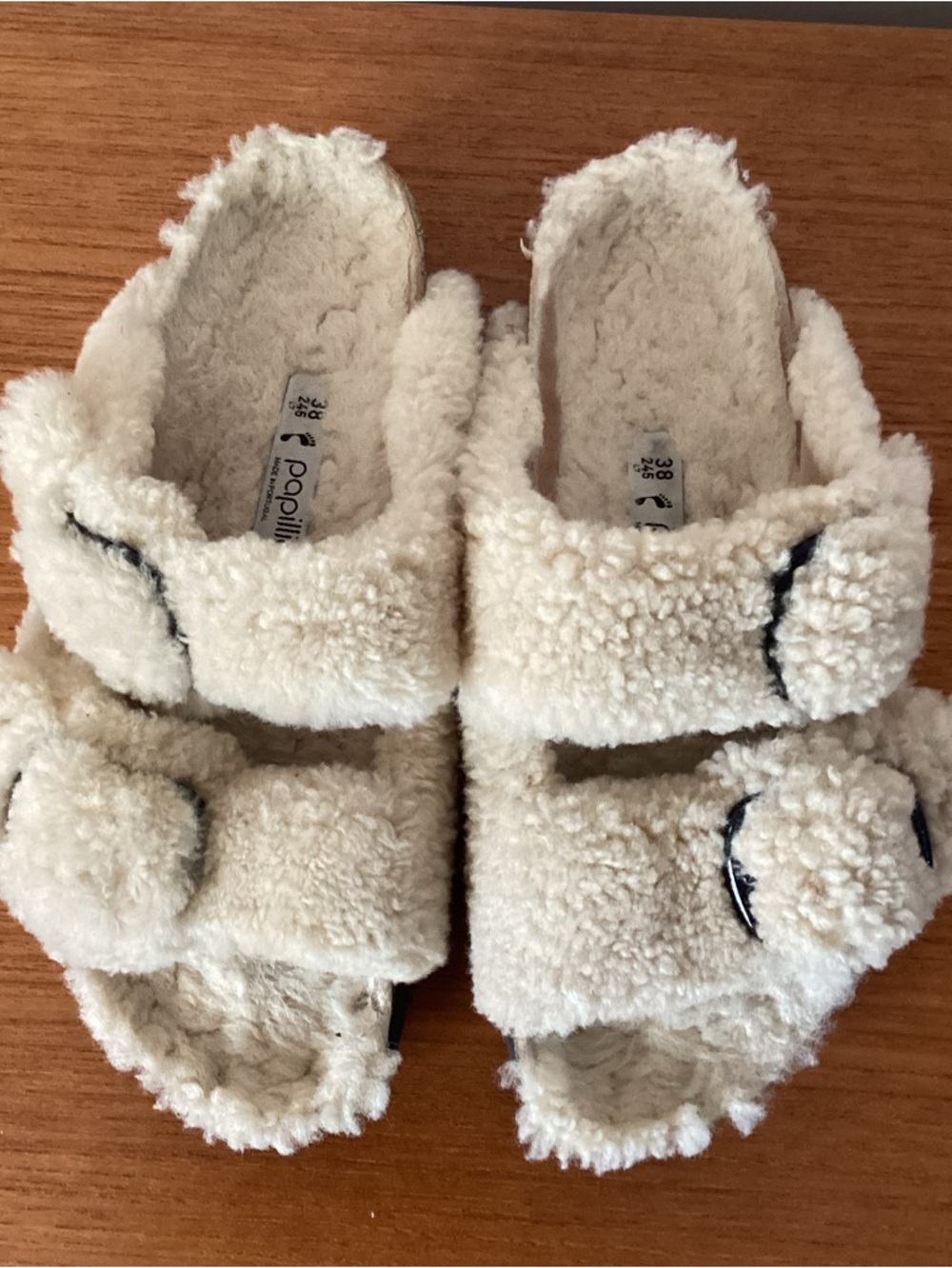 Birkenstock Arizona Big Buckle Shearling Teddy Eggshell Sheepskin 38 7 7.5 - Picture 6 of 7